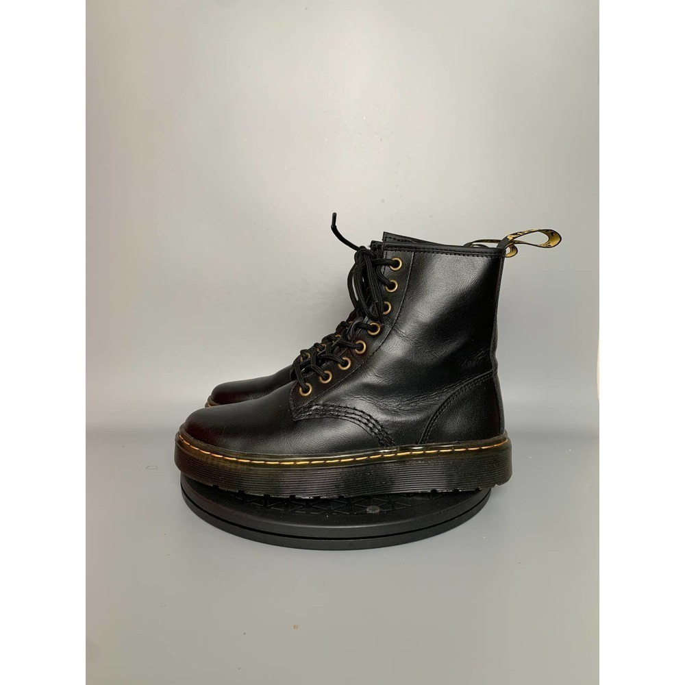 Womens Dr. Martens Zavala Leather Combat Boots Size 5 Black​​​​​​​​